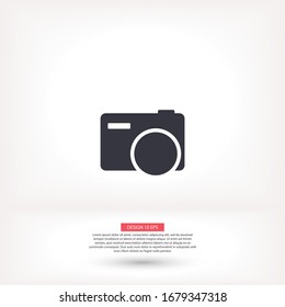 Camera vector icon , lorem ipsum Flat design