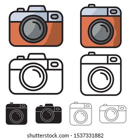 Camera vector icon minimalistic flat design set