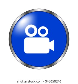 Camera - vector icon on the blue button