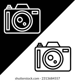 Camera-Vektorsymbol, Outline-Stil, einzeln auf weißem Hintergrund.
