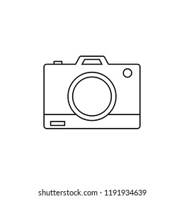 Camera vector icon. Photo line vector icon for websites and mobile minimalistic flat design. Outline Vector Icon Isolated on White Background. Trendy flat ui sign design, graphic pictogram.