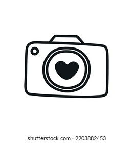 Camera vector icon. Photo line vector icon minimalistic flat design