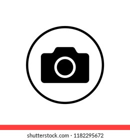 Camera vector icon, photo symbol. Simple, flat design for web or mobile app