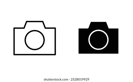 Camera vector icon set in black and white color.