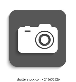 camera - vector icon with shadow on a grey button