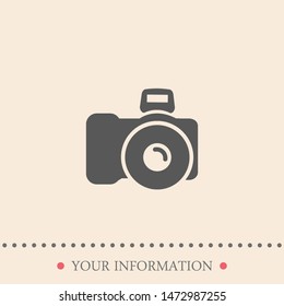 A camera vector icon. The sign of a camera. The symbol of a camera.