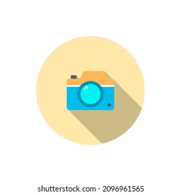 Camera vector icon symbol, flat design, long shadow