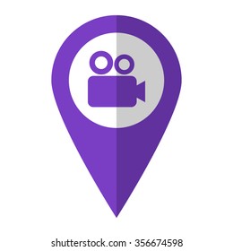 Camera - vector icon;  violet map pointer