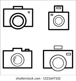 Camera vector icons set on white background.