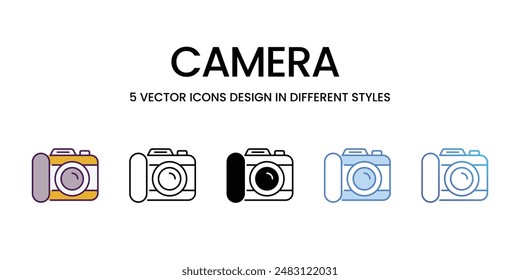 Camera vector icons set stock illustration.