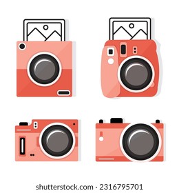 camera vector illustration design pink