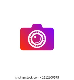 ilustración vectorial de cámara. bueno para la industria de los iconos, la fotografía o la videografía de la cámara. degradado simple con estilo de color azul y rojo
