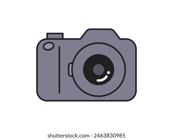 Camera vector illustration. Items for travel. Outlined drawing on white background.