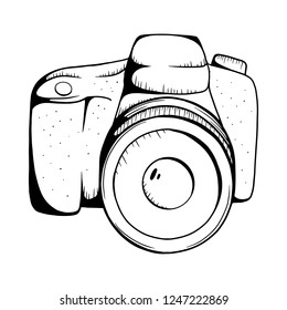 Camera Vector illustration. Camera line drawing