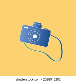 Camera vector illustration, logo, symbol, icon, sticker blue, yellow green colors with a gradient. Flat illustration