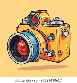 Camera Vector illustration. A modern digital device with vintage lens style