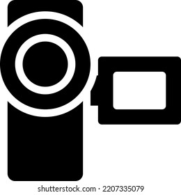 ilustración de cámara en un fondo transparente. Símbolos de calidad superior. Iconos vectoriales de glifos para diseño de conceptos y gráficos. 
