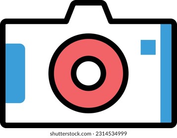 ilustración de cámara en un fondo transparente. Símbolos de calidad superior. Iconos vectoriales de color de línea para el concepto y el diseño gráfico.