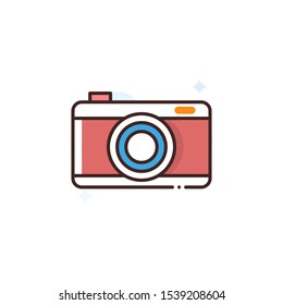 Camera vector illustration. Outline filled Travel & Tourism icons.