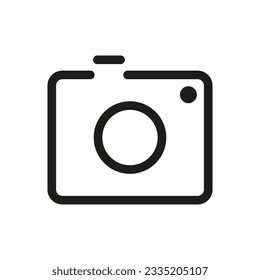 Camera vector illustration. Simple icon in black, outline flat style pictogram. Retro camera isolated. For app, graphic design, banner, infographic, web site, ui, ux, dev, software. Vector EPS 10.