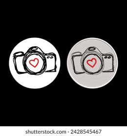 camera vector logo with embroidered love