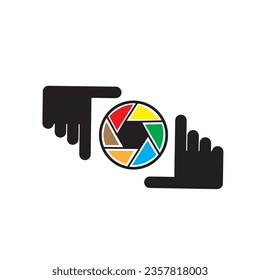 camera vector logo illustration with basic hand shape