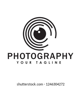 camera vector logo template in trendy flat style 