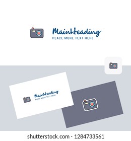 Camera vector logotype with business card template. Elegant corporate identity. - Vector
