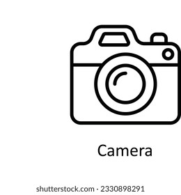 Icono de diseño del contorno del vector de cámara. Símbolo de interfaz de usuario en fondo blanco archivo EPS 10