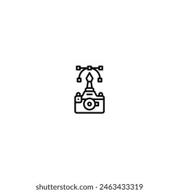 camera vector outline icon and illustration