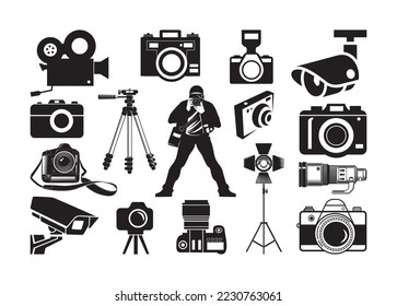 Vector de cámara para impresión, cámara vectorial Clipart, cámara vectorial Ilustración