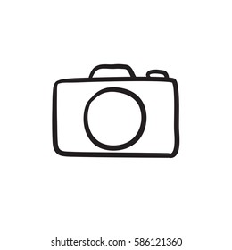 Camera vector sketch icon isolated on background. Hand drawn Camera icon. Camera sketch icon for infographic, website or app.