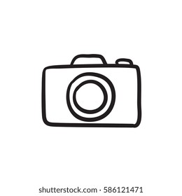 Camera vector sketch icon isolated on background. Hand drawn Camera icon. Camera sketch icon for infographic, website or app.