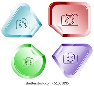 Camera. Vector sticker.