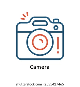 Camera Vector Two Colors Outline Icon. Eps file 10