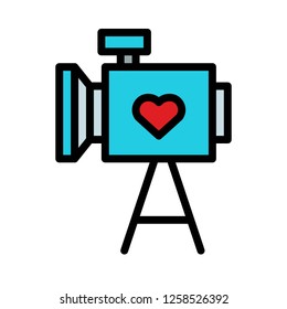 Camera vector, wedding related fiiled designe ditable outline icon 