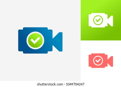 Camera Video Check Logo Template Design Vector, Emblem, Design Concept, Creative Symbol, Icon