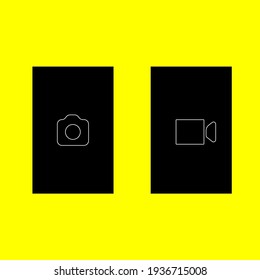 camera and video icon isolated on yellow background