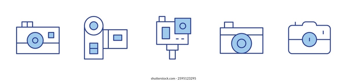 camera, video camera. Camera Icon vector illustration. Line Duotone style. Editable stroke.