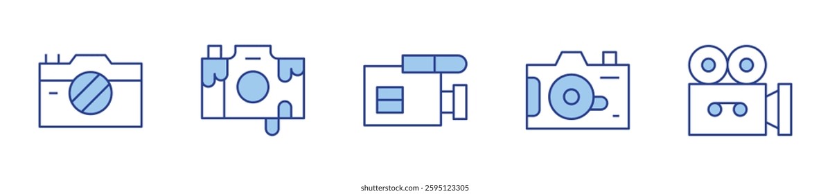 camera, video camera. Camera Icon vector illustration. Line Duotone style. Editable stroke.