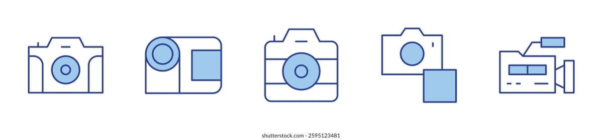 camera, video camera. Camera Icon vector illustration. Line Duotone style. Editable stroke.