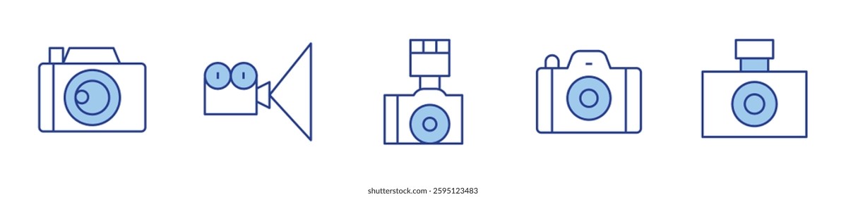 camera, video camera. Camera Icon vector illustration. Line Duotone style. Editable stroke.