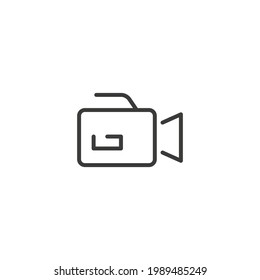 Symbol für die Bildlinie der Kamera. Einfache Kontur. Camcoder, TV, Vektorgrafik, Illustration, Internet, Film, Alt, Filmkonzept. Vektorgrafik einzeln auf weißem Hintergrund. Dünner Schlaganfall EPS10.