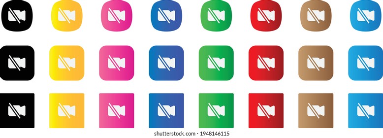 icono de relleno de video de cámara desactivado. conjunto de iconos web . colección de iconos. Ilustración vectorial simple.
