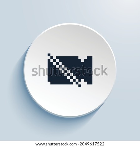 camera video off fill pixel art icon design. Button style circle shape isolated on white background. Vector illustration