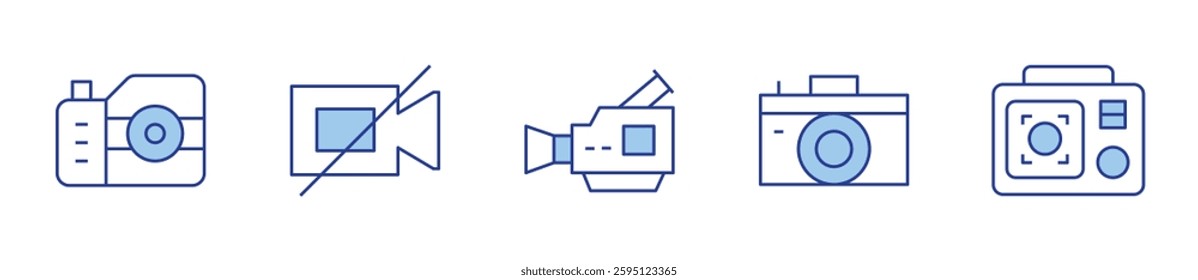camera, video camera, photography. Camera Icon vector illustration. Line Duotone style. Editable stroke.