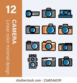 Camera Or Video Recorder Icon In Linear Color Minimal Style