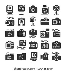 camera and video recorder icons set