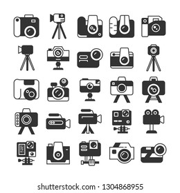 camera and video recorder icons set