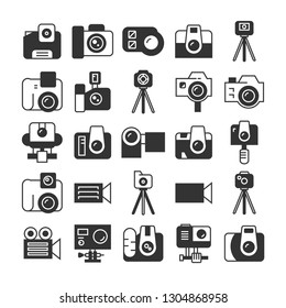 camera and video recorder icons set